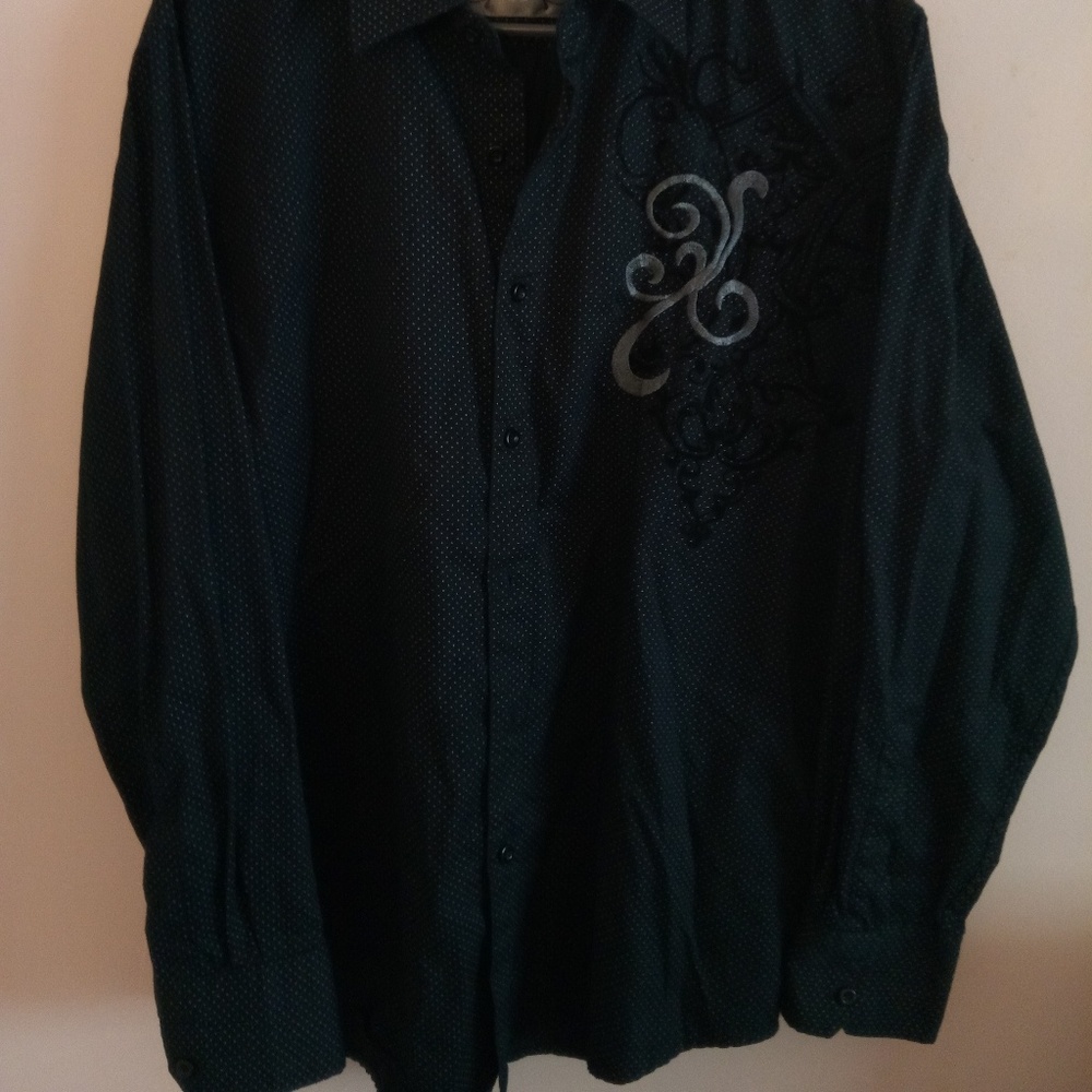 BRUNO MENS SIZE LARGE NEW YORK BLACK DRESS SHIRT